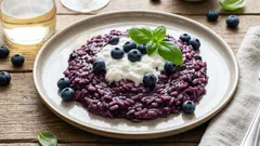 Risotto con mirtilli e stracciatella: una versione cremosa da provare